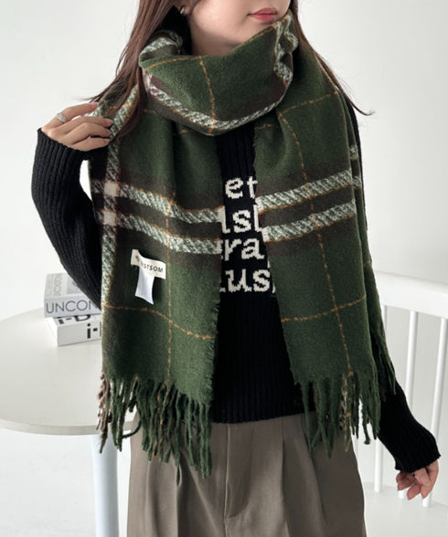 シンプルタータンチェックマフラー | CL6244015 | グリーン