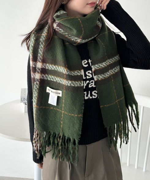 シンプルタータンチェックマフラー | CL6244015 | グリーン