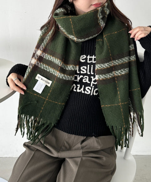 シンプルタータンチェックマフラー | CL6244015 | グリーン