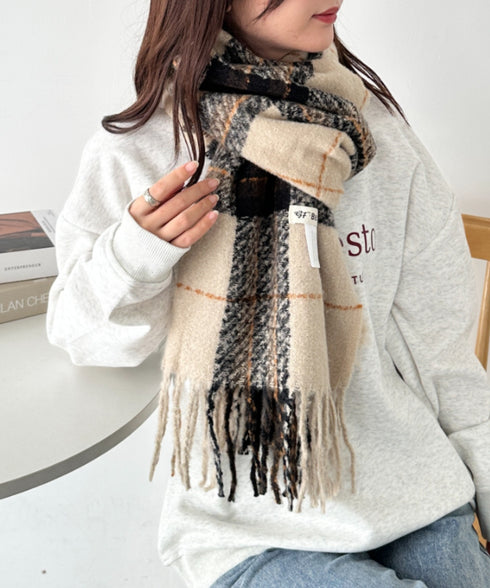 シンプルタータンチェックマフラー | CL6244015 | ベージュ