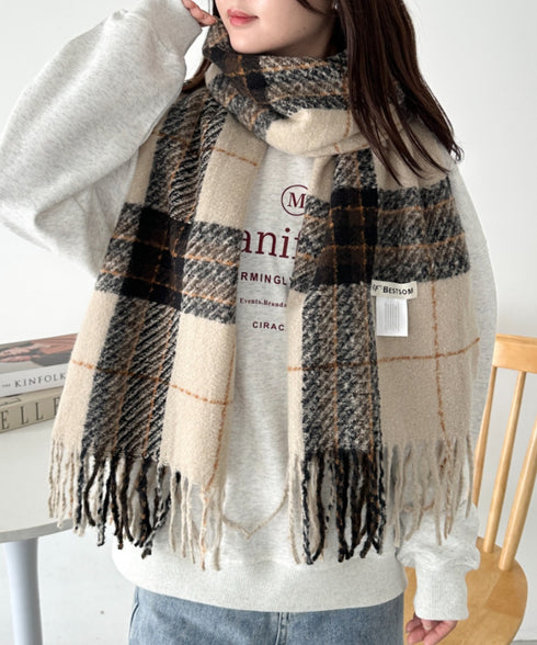 シンプルタータンチェックマフラー | CL6244015 | ベージュ