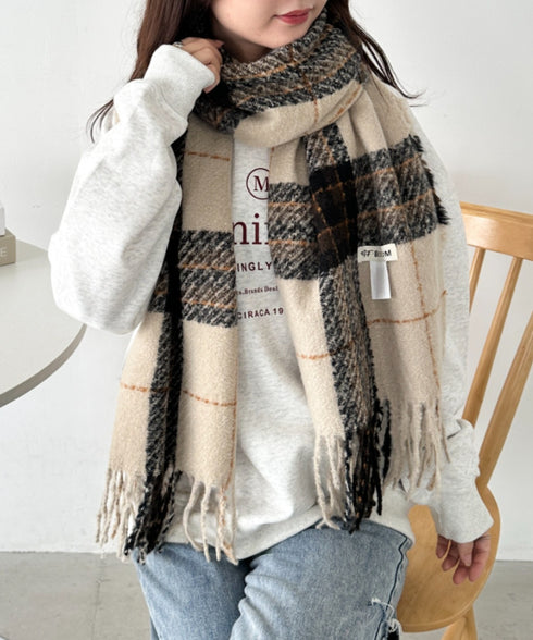 シンプルタータンチェックマフラー | CL6244015 | ベージュ