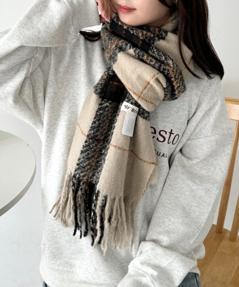 シンプルタータンチェックマフラー | CL6244015 | ベージュ