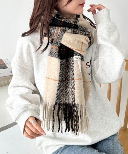 シンプルタータンチェックマフラー | CL6244015 | ベージュ