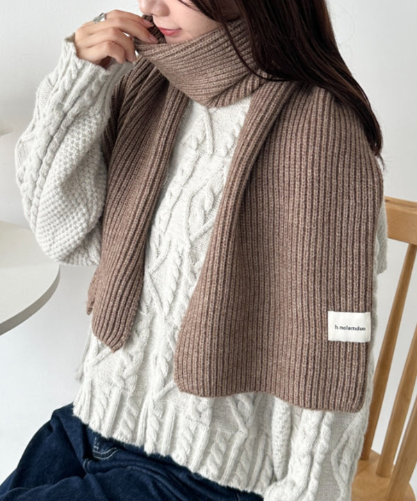 リブニットショートマフラー | CL6244020 | モカ