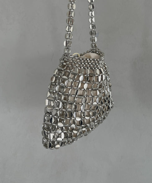 ヴィンテージメタルビーズショルダーバッグ パーティーバッグ | MD1243084 | シルバー