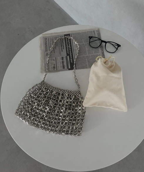 ヴィンテージメタルビーズショルダーバッグ パーティーバッグ | MD1243084 | シルバー
