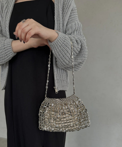 ヴィンテージメタルビーズショルダーバッグ パーティーバッグ | MD1243084 | シルバー