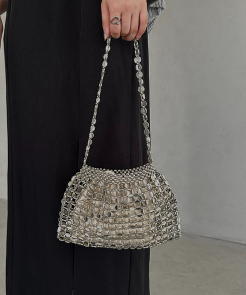 ヴィンテージメタルビーズショルダーバッグ パーティーバッグ | MD1243084 | シルバー