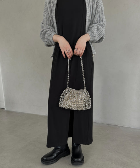 ヴィンテージメタルビーズショルダーバッグ パーティーバッグ | MD1243084 | シルバー