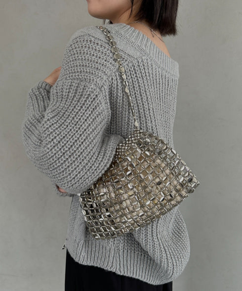 ヴィンテージメタルビーズショルダーバッグ パーティーバッグ | MD1243084 | シルバー