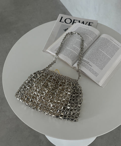 ヴィンテージメタルビーズショルダーバッグ パーティーバッグ | MD1243084 | シルバー