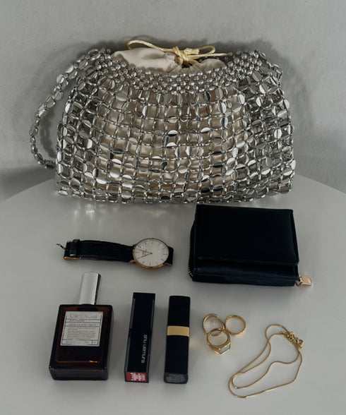 ヴィンテージメタルビーズショルダーバッグ パーティーバッグ | MD1243084 | シルバー