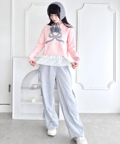 リボンジャガードニットトップス | LO2244062 | ピンク