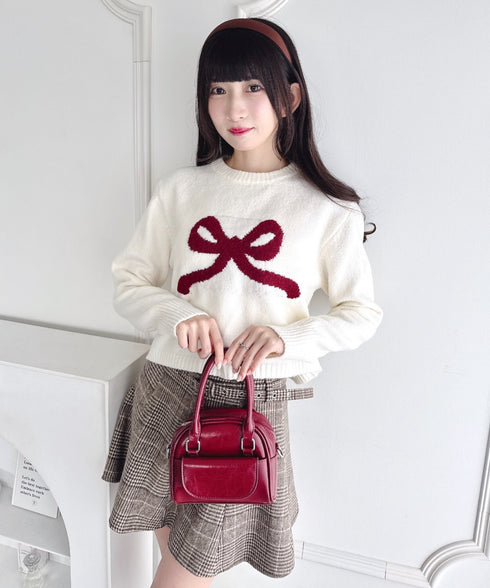 リボンジャガードニットトップス | LO2244062 | オフホワイト