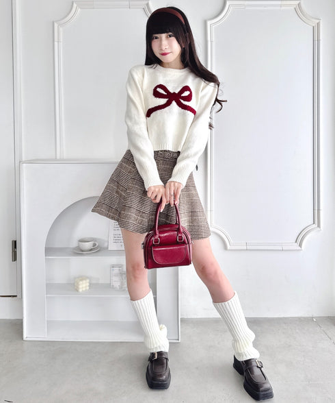 リボンジャガードニットトップス | LO2244062 | オフホワイト