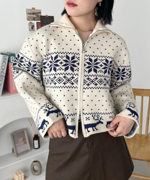 ノルディックカウチンジップニットカーディガン | CL2244021 | アイボリー