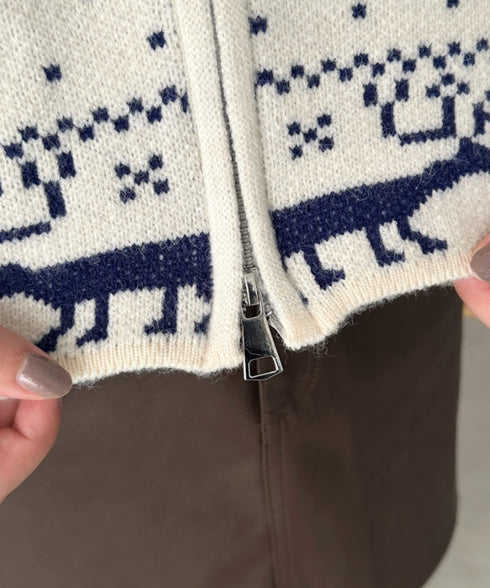 ノルディックカウチンジップニットカーディガン | CL2244021 | アイボリー