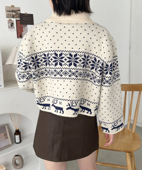 ノルディックカウチンジップニットカーディガン | CL2244021 | アイボリー