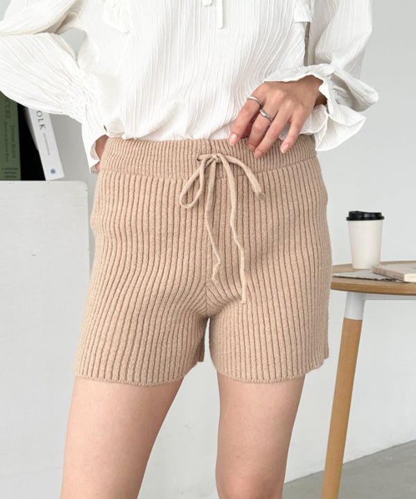 リブニットショートパンツ | CL2243169 | ベージュ