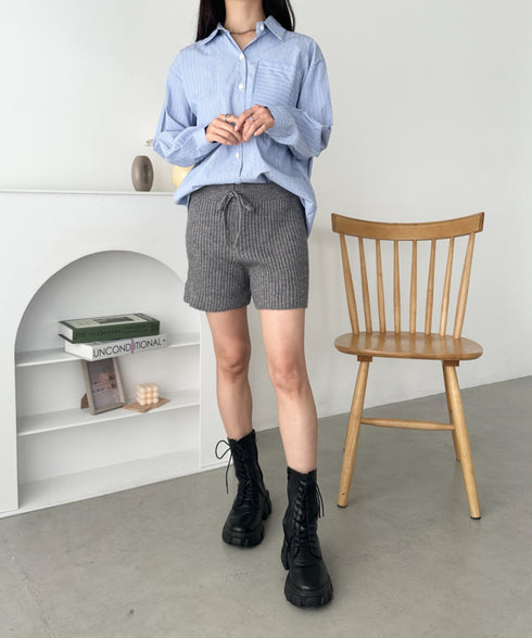 リブニットショートパンツ | CL2243169 | グレー