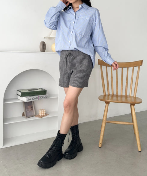 リブニットショートパンツ | CL2243169 | グレー