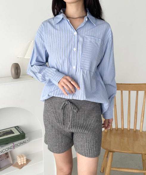 リブニットショートパンツ | CL2243169 | グレー