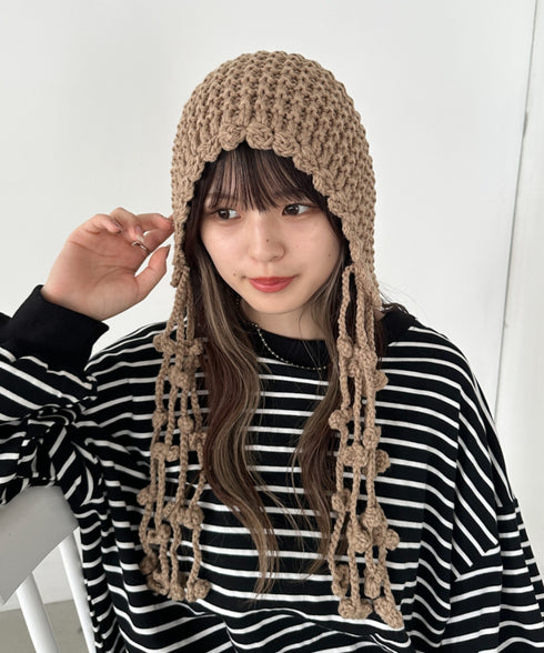 ポンポン付きフードニットキャップ | CL5244026 | ベージュ