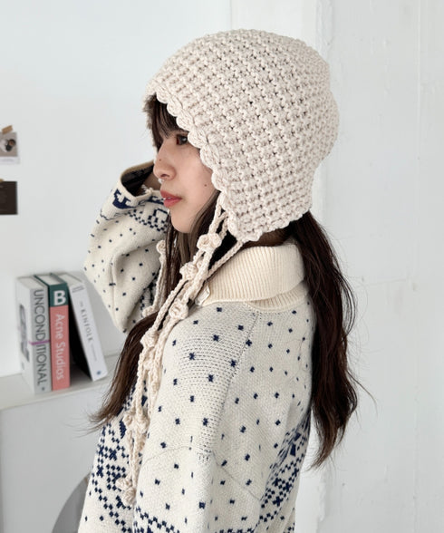 ポンポン付きフードニットキャップ | CL5244026 | アイボリー