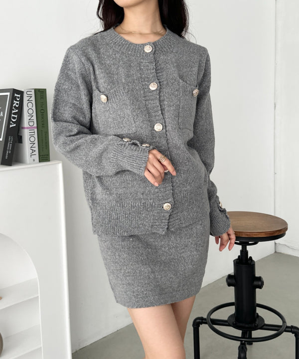 ゴールドボタンニットセットアップ | CL2243176 | グレー