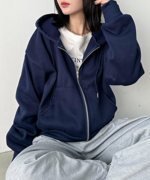 無地裏起毛ジップパーカー | CL2243189 | ネイビー