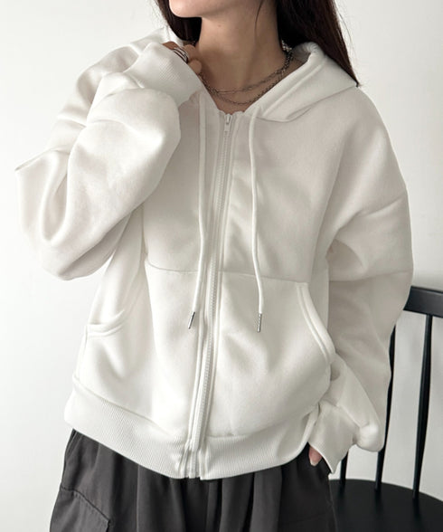 無地裏起毛ジップパーカー | CL2243189 | ホワイト