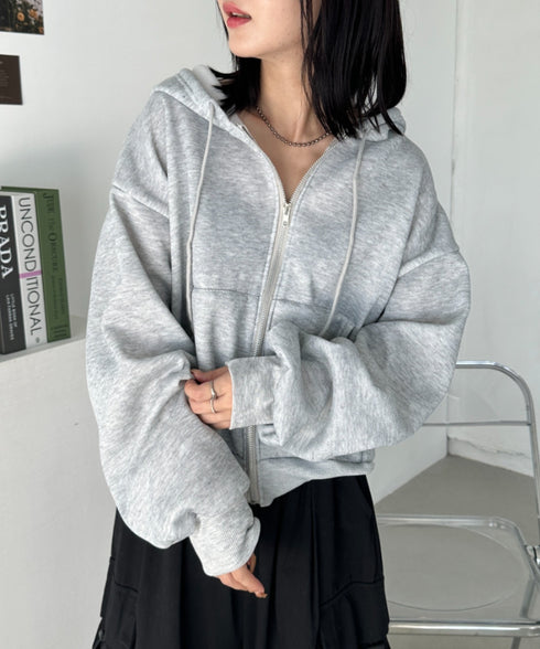 無地裏起毛ジップパーカー | CL2243189 | ライトグレー