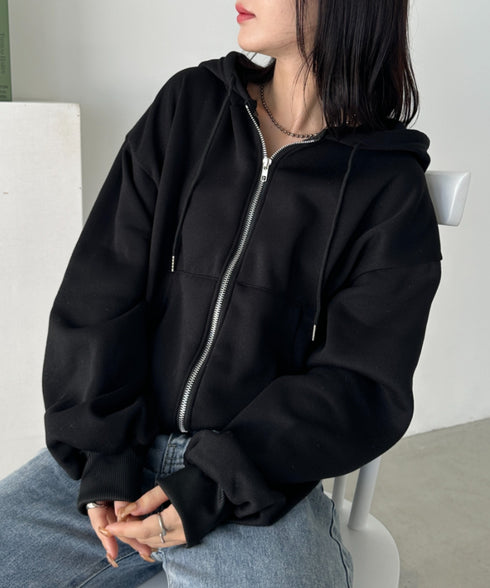 無地裏起毛ジップパーカー | CL2243189 | ブラック