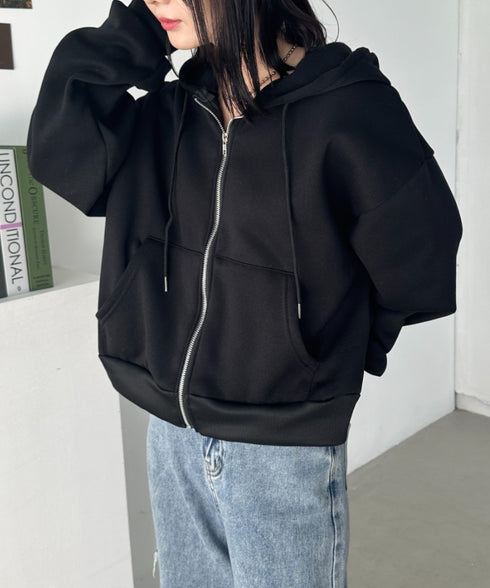 無地裏起毛ジップパーカー | CL2243189 | ブラック