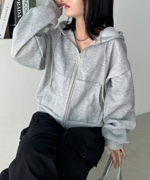 無地裏起毛ジップパーカー | CL2243189 | ライトグレー