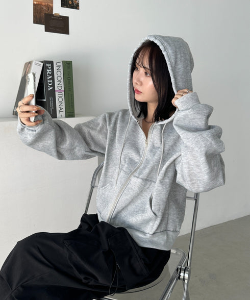 無地裏起毛ジップパーカー | CL2243189 | ライトグレー