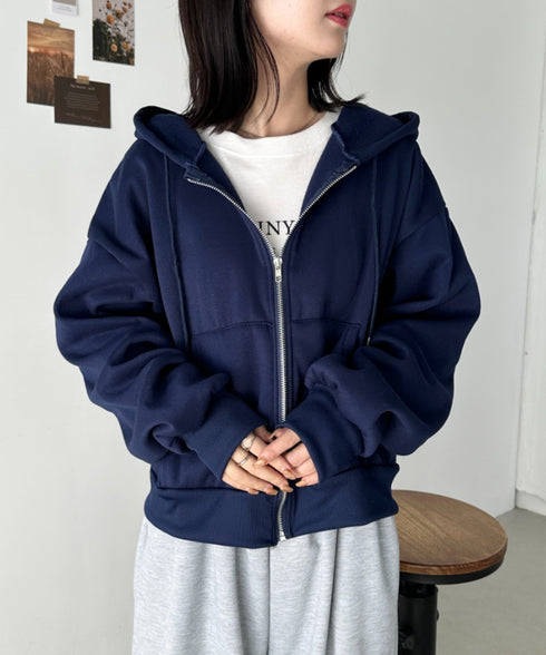 無地裏起毛ジップパーカー | CL2243189 | ネイビー