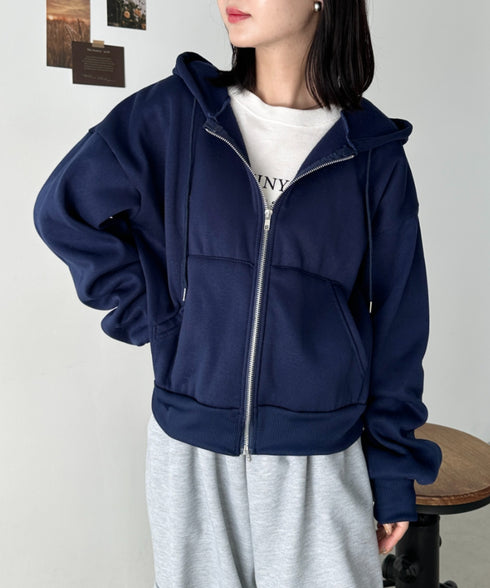 無地裏起毛ジップパーカー | CL2243189 | ネイビー