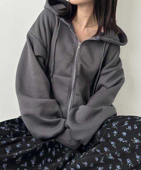 無地裏起毛ジップパーカー | CL2243189 | ダークグレー