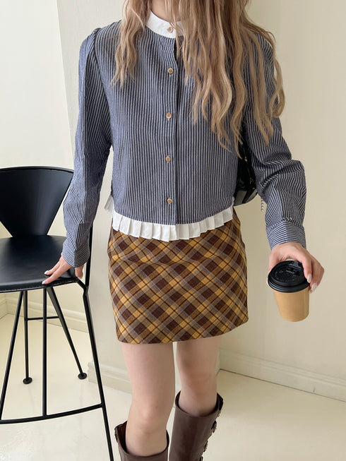 チェック台形ミニスカート | SL2243628 | イエロー