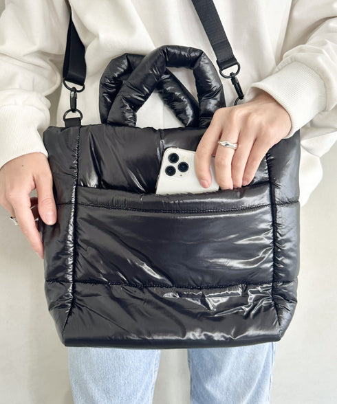 THE NORTH FACE(ザ・ノースフェイス)/2WAY キルティングショルダーバッグ 大容量/PLUMPY TOTE BAG L | IM1243049 | ブラック