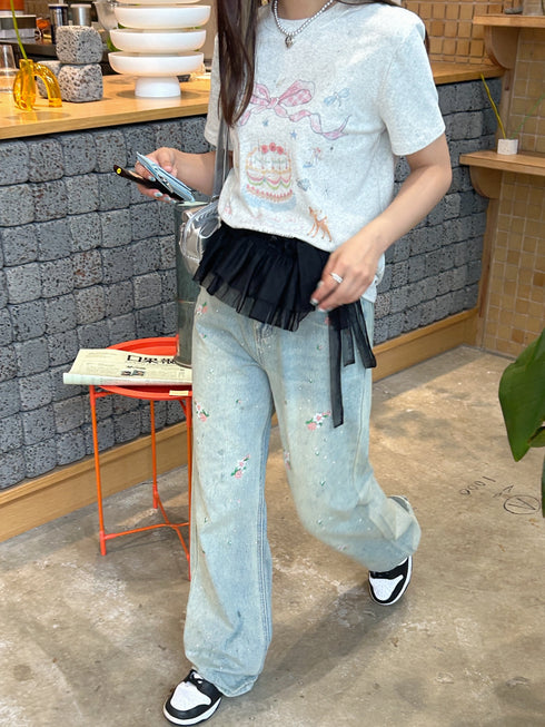 vintage ribbon cake tee | SL2242621 | グレー