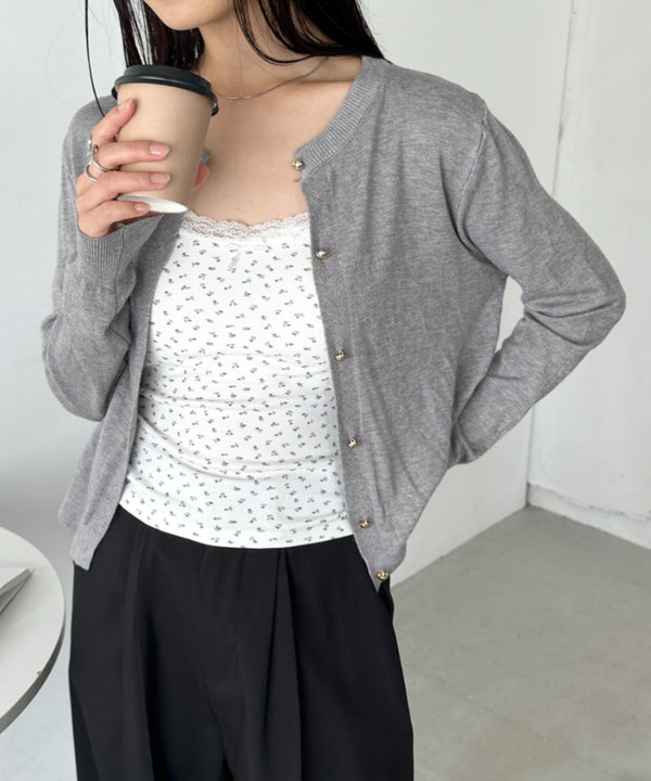 クルーネックゴールドボタンニットカーディガン | CL2246007 | グレー