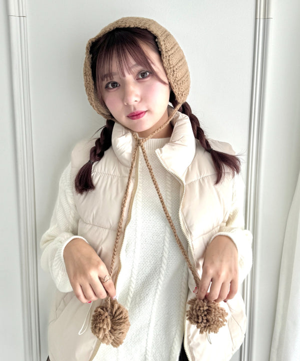 【5色展開】ポンポンリボンニットイヤーマフ | LO6244106 | ブラウン