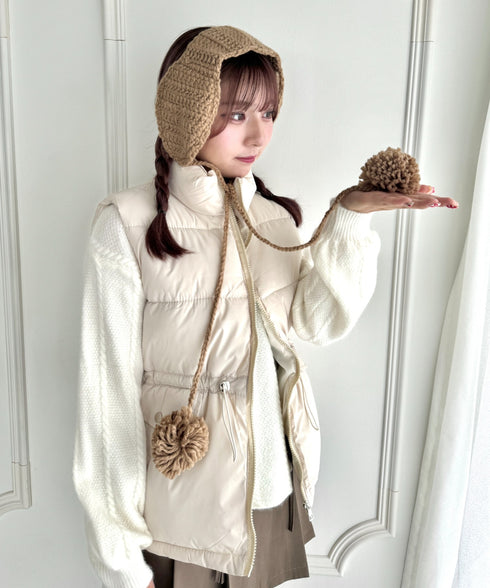 【5色展開】ポンポンリボンニットイヤーマフ | LO6244106 | ブラウン