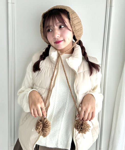 【5色展開】ポンポンリボンニットイヤーマフ | LO6244106 | ブラウン