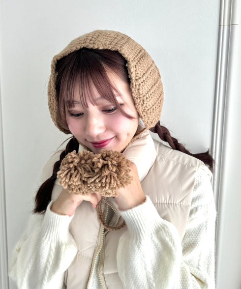 【5色展開】ポンポンリボンニットイヤーマフ | LO6244106 | ブラウン