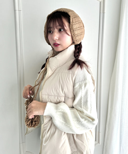 【5色展開】ポンポンリボンニットイヤーマフ | LO6244106 | ブラウン