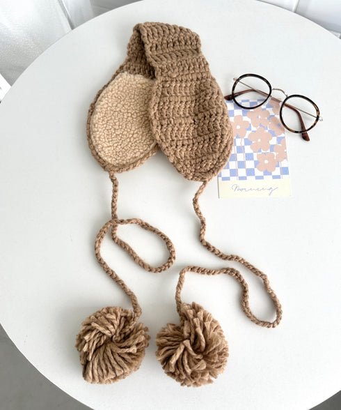 【5色展開】ポンポンリボンニットイヤーマフ | LO6244106 | ブラウン